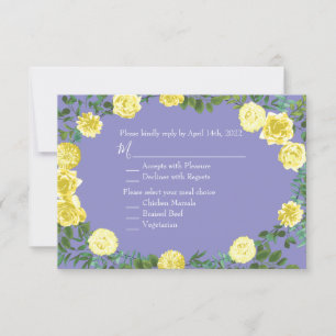 Light Yellow Periwinkle Blue Rose Invitation Reply