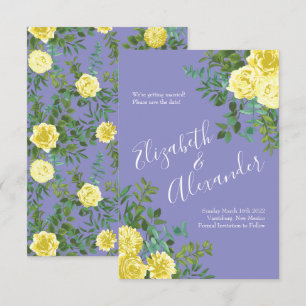 Light Yellow & Periwinkle Blue Wedding Save Date Invitation