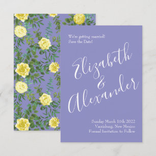 Light Yellow & Periwinkle Blue Wedding Save Date Invitation