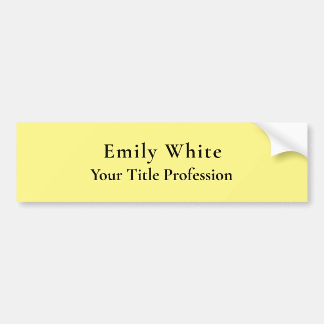 Light Yellow Plain Elegant Professional Modern Bumper Sticker (Front)