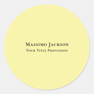 Light Yellow Plain Elegant Professional Modern Classic Round Sticker