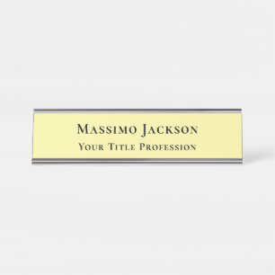 Light Yellow Plain Elegant Professional Modern Desk Name Plate