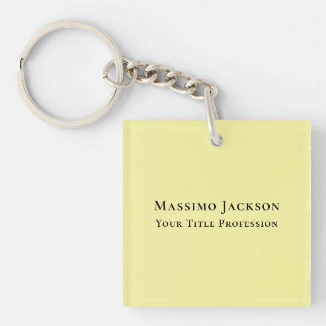 Light Yellow Plain Elegant Professional Modern Key Ring (Front)