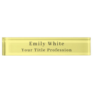 Light Yellow Plain Elegant Professional Modern Nameplate