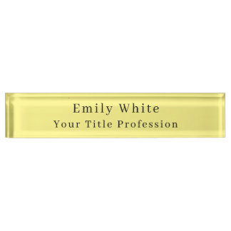 Light Yellow Plain Elegant Professional Modern Nameplate
