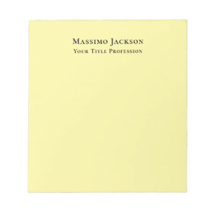 Light Yellow Plain Elegant Professional Modern Notepad