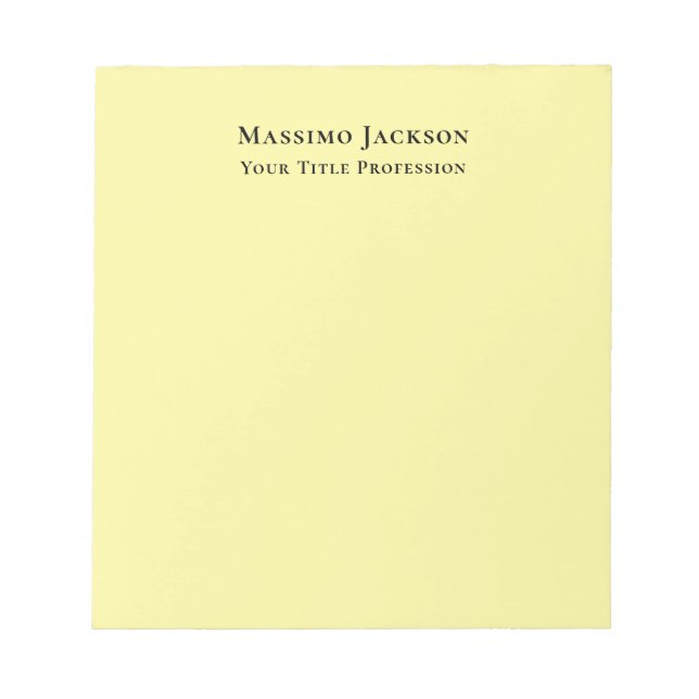 Light Yellow Plain Elegant Professional Modern Notepad (Front)