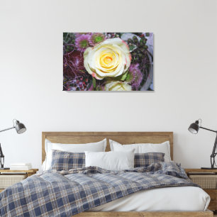 light yellow rose in a flower bouquet canvas print