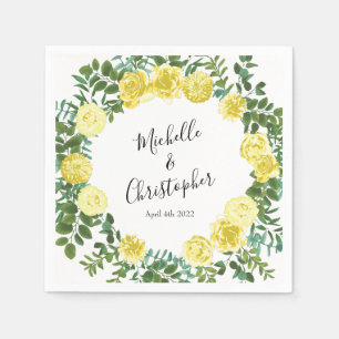 Light Yellow Rose Vintage Spring Wedding Napkin