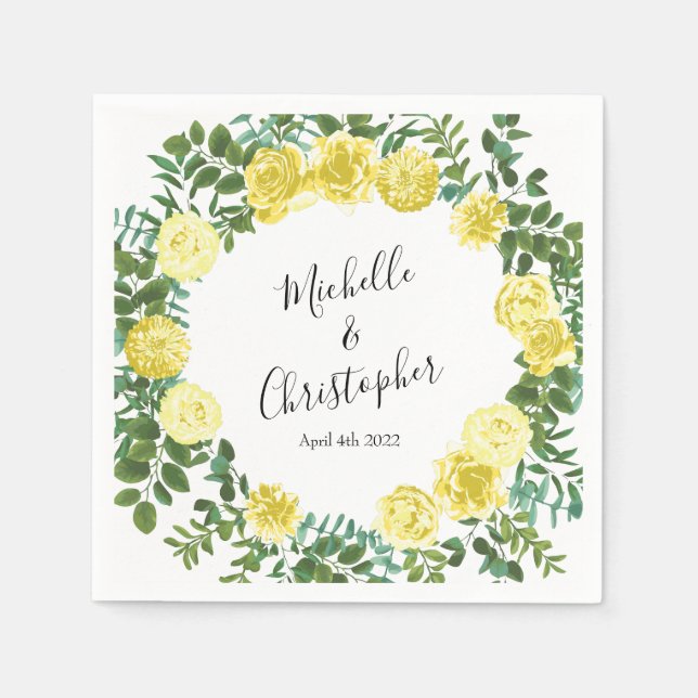 Light Yellow Rose Vintage Spring Wedding Napkin (Front)