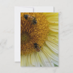 Light Yellow Sunflower & Bees Card