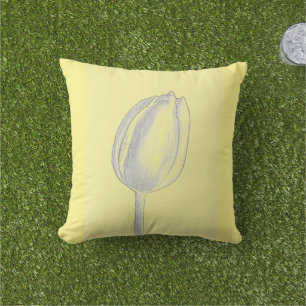 Light Yellow Tulips Floral Pattern Grey 2023 Cushion