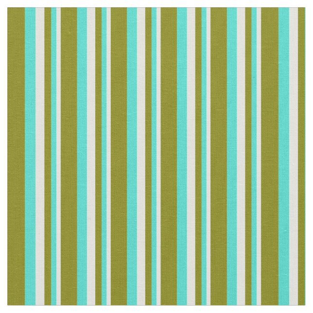 Light Yellow, Turquoise & Green Coloured Lines Fabric (Close Up)