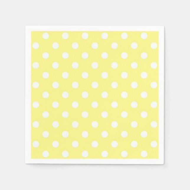 Light Yellow White Polka Dots Pattern Napkin (Front)