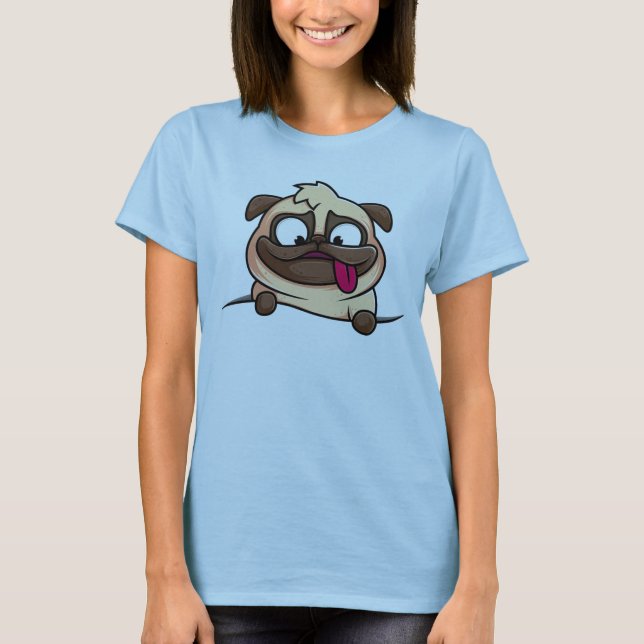 lightblue t-shirt with cute dog design casual wear (Front)
