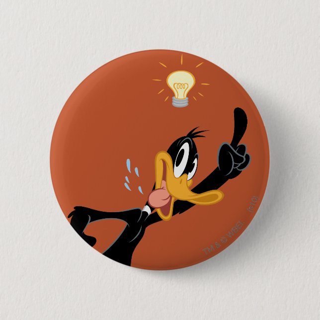 Lightbulb over DAFFY DUCK™'s Head 6 Cm Round Badge (Front)