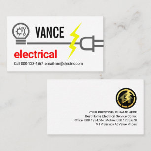 Lightbulb Power Plug Circuit Repair Business Card