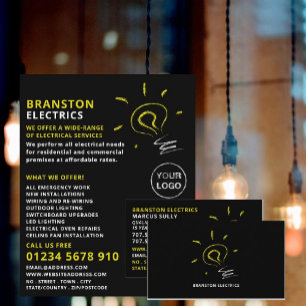 Lightbulb Sketch Design, Electrician Business Card