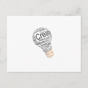 lightbulb with typography celebrating creativity postcard