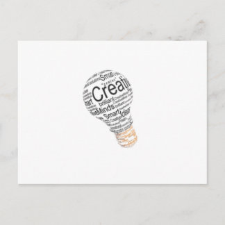 lightbulb with typography celebrating creativity postcard