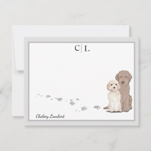 Lightdoodle Labradoodle Dogs Border Monogram Card