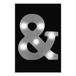 Lighted Ampersand on Black Background Photo Print