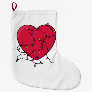 Lighted Heart Large Christmas Stocking