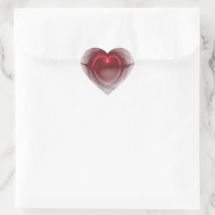 Lighted Heart Over White Background Sticker