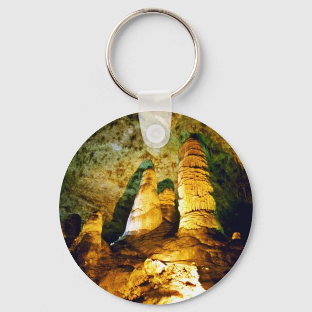 Lighted Interior Of Carlsbad Caverns National Park Key Ring (Front)