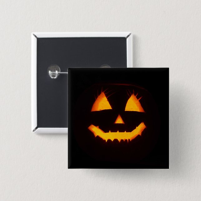 Lighted Jack O Lantern  15 Cm Square Badge (Front & Back)