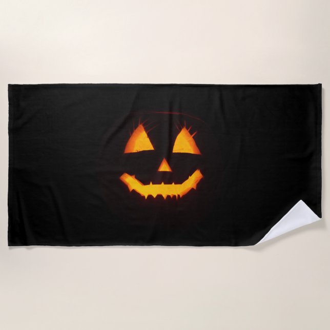 Lighted Jack O Lantern  Beach Towel (Front)
