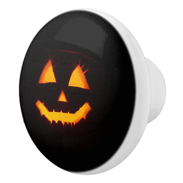 Lighted Jack O Lantern  Ceramic Knob (Right)