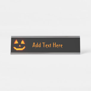 Lighted Jack O Lantern Desk Name Plate