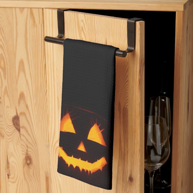 Lighted Jack O Lantern  Tea Towel (Thirds Fold)