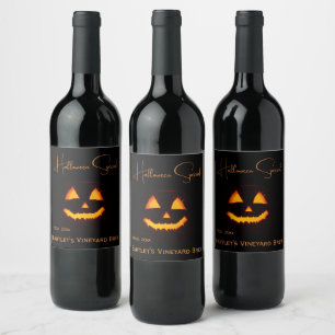 Lighted Jack O Lantern  Wine Label