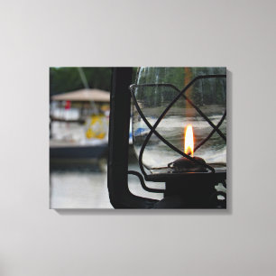 Lighted Lamp by the Lake Canvas Print