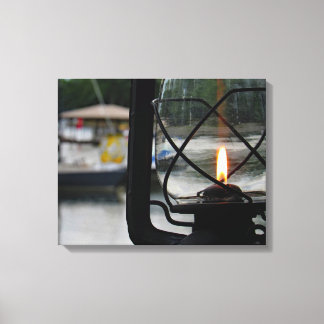 Lighted Lamp by the Lake Canvas Print