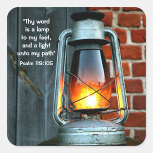 Lighted Lamp with Bible Verse Square Sticker