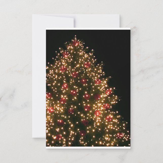 Lighted Tree on Black Christmas Wedding RSVP Invitation (Back)