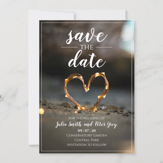Lightening heart save the date wedding invitation (Front)
