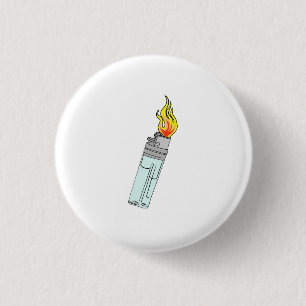 Lighter and flame design 3 cm round badge