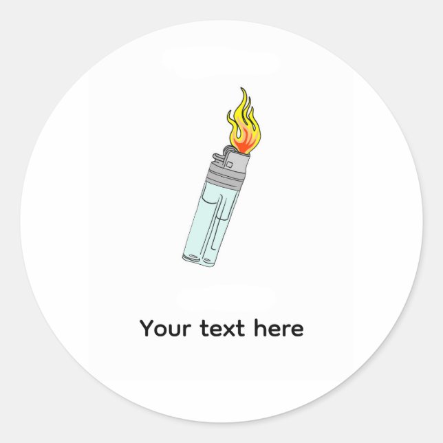 Lighter and flame design classic round sticker (Front)