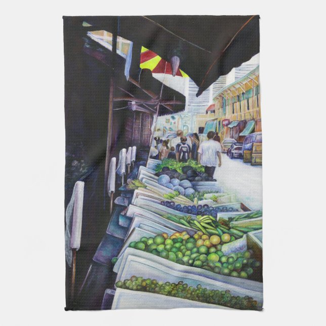 Lighter Side of Lavender Street, Singapore Tea Towel (Vertical)