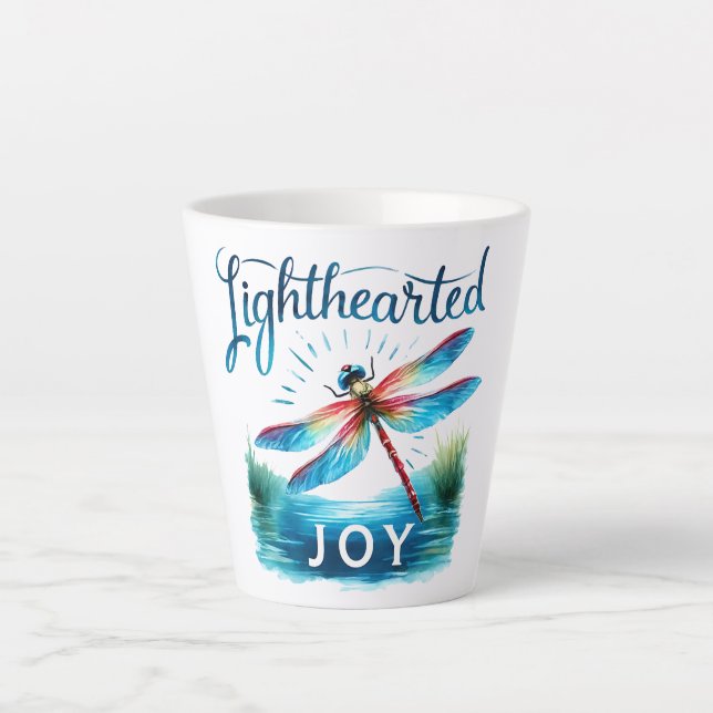 Lighthearted Joy - Artistic Dragonfly Latte Mug (Front)