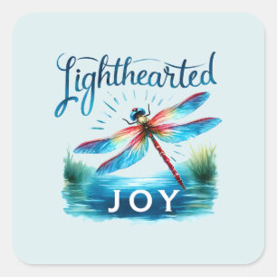 Lighthearted Joy - Artistic Dragonfly Square Sticker