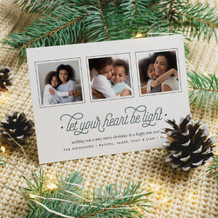 Lighthearted   Three Photo Holiday Card