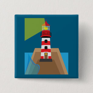 Lighthouse 15 Cm Square Badge