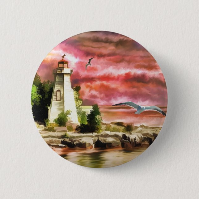 Lighthouse 6 Cm Round Badge (Front)
