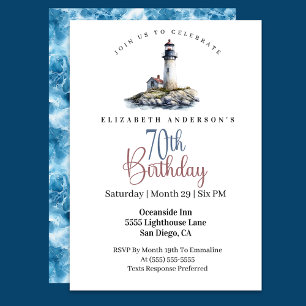 Lighthouse 70th Birthday Invitation