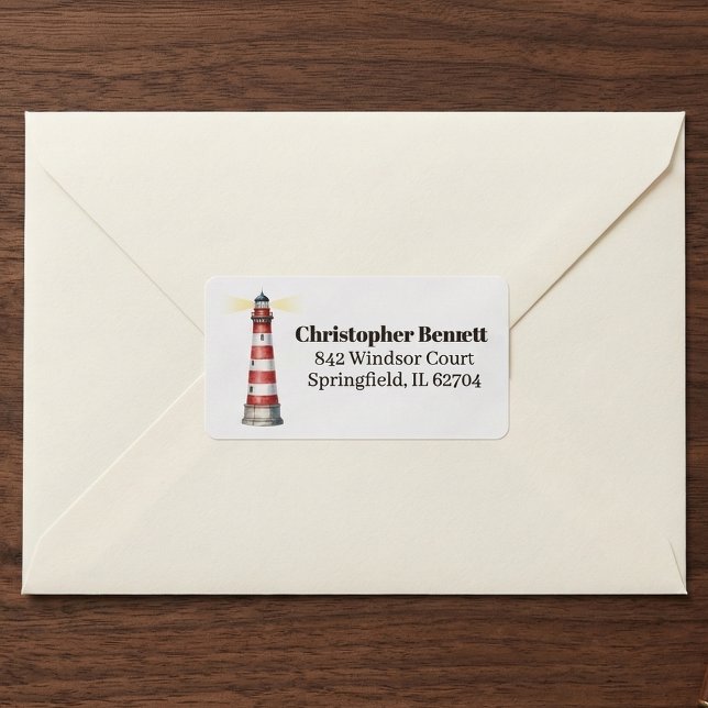 Lighthouse Address Label (Classic nautical charm.)